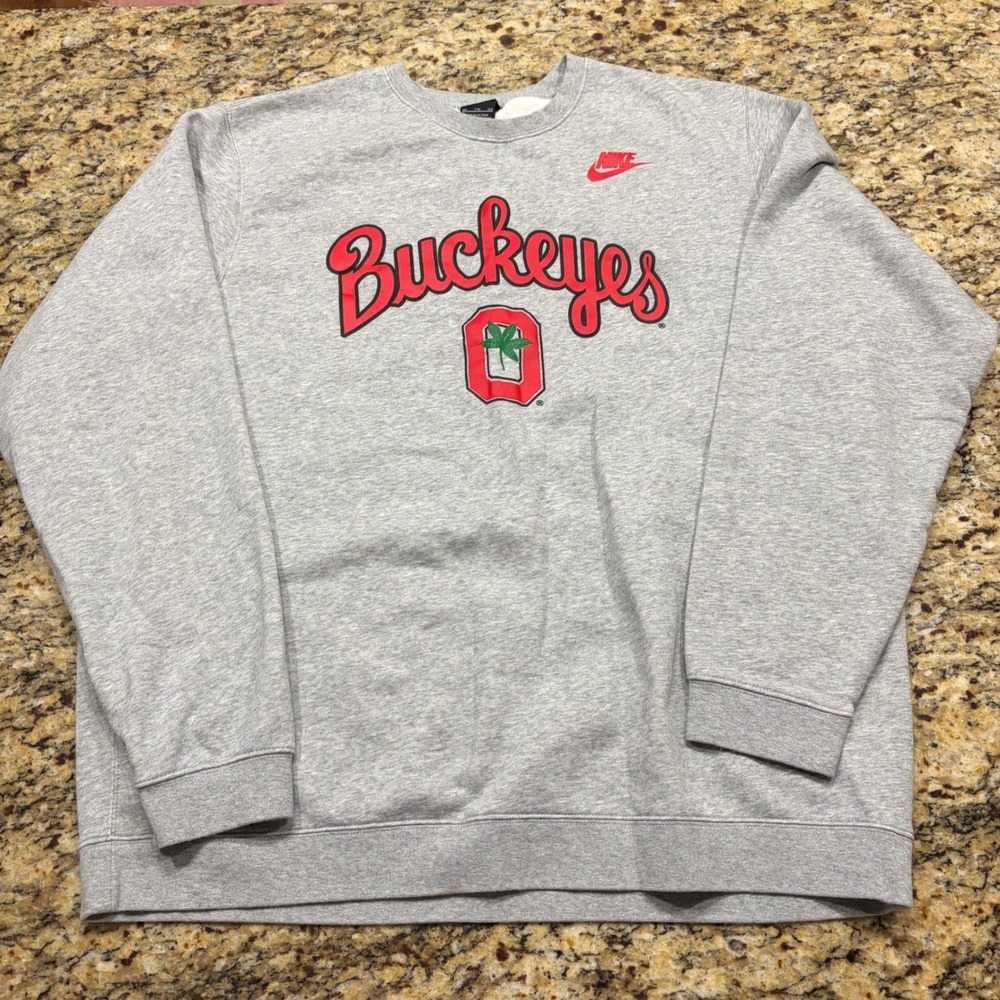 Nike Ohio State Buckeyes Sweatshirt Mens XXL Gray Crewneck Fleece Pullover ws